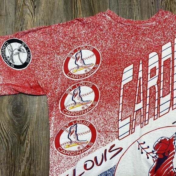 AOP MLB St. Louis Cardinals Baseball All Over Print Vintage T-Shirt Size XL 90’s - Picture 6 of 13
